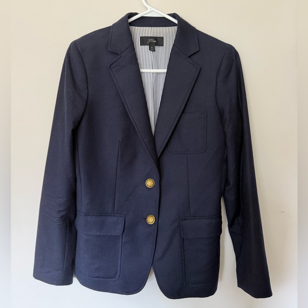 J. Crew Schoolboy Wool Blazer Navy with Gold Buttons 6